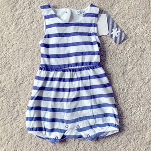 Romper blue and white striped